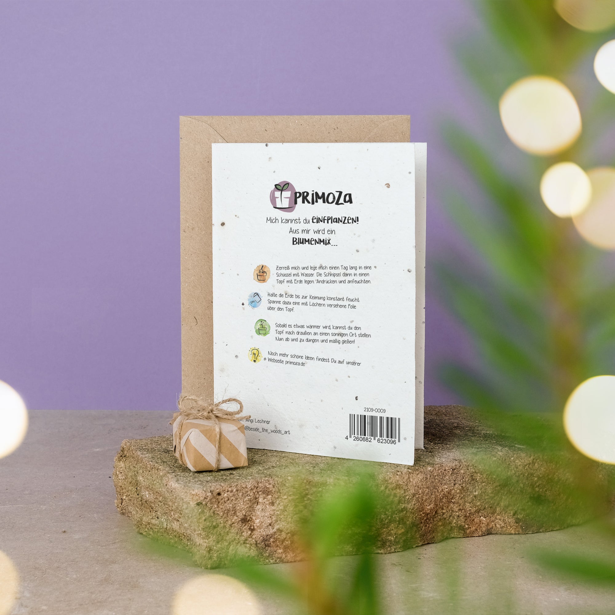 Einpflanzbare Grußkarte für Weihnachten mit Samen Rückseite